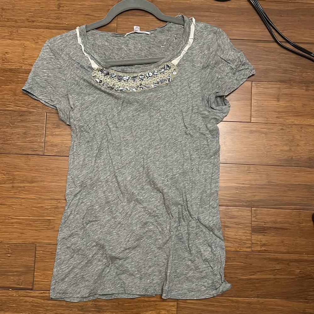 JCrew top with beaded neckline
